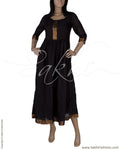 RTQ-14569 - Black & Gold Pure Cotton Dress