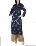 RTQ-15552 - Blue & Gold Pure Cotton Top