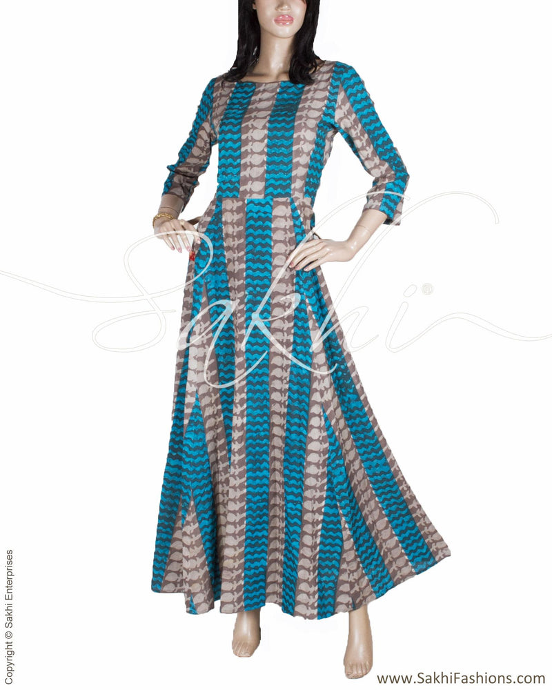 RTQ-15745 - Blue & Grey Pure Cotton Kurtha