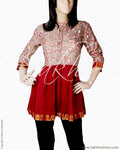 RTQ-15885 - Maroon & Grey Pure Silk Top