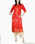 RTQ-19166 - Red & Beige Pure Cotton Top