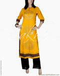 RTQ-19194 - Mustard & Black Pure Cotton Top