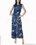RTQ-1946 - Blue & White Pure Cotton Jumpsuit