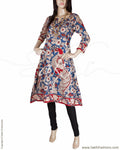 RTQ-20242 - Blue & Multi Silk & Cotton Kurtha