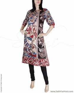 RTQ-20243 - Blue & Multi Silk & Cotton Kurtha