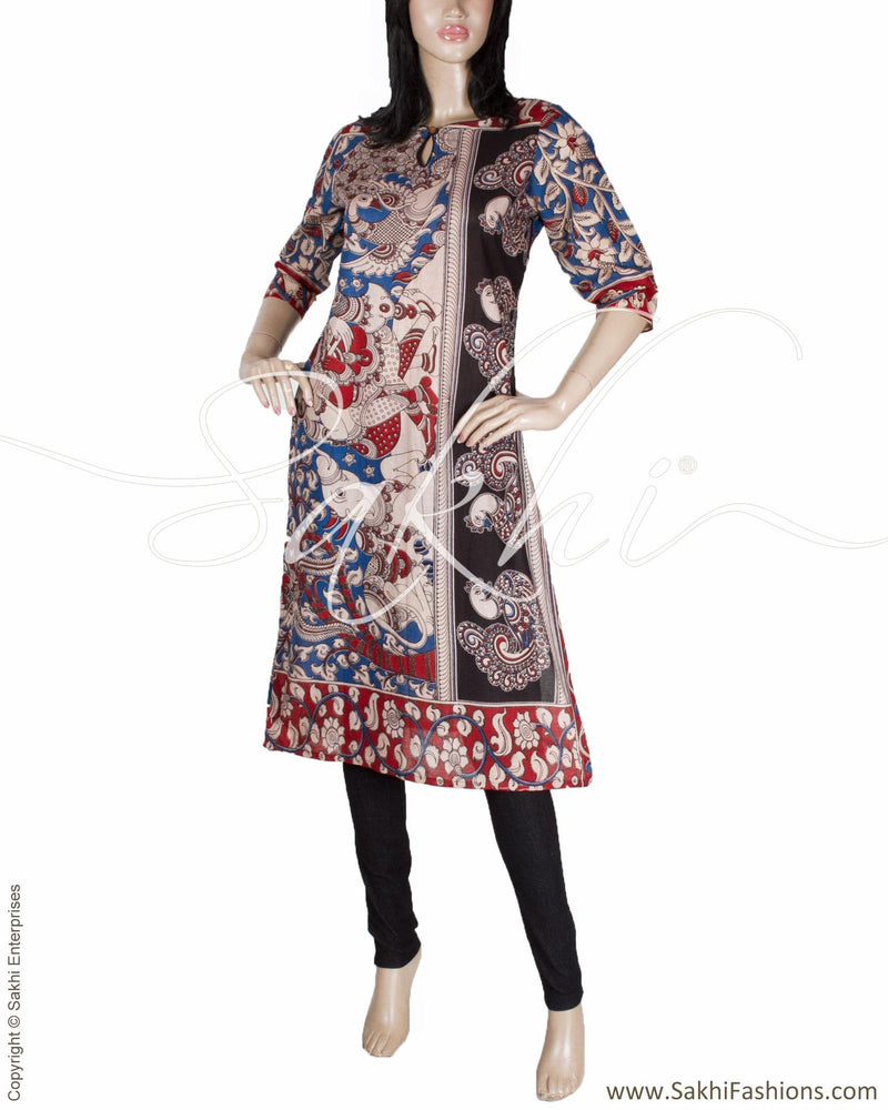 RTQ-20243 - Blue & Multi Silk & Cotton Kurtha