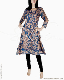 RTQ-20245 - Blue & Multi Silk & Cotton Kurtha