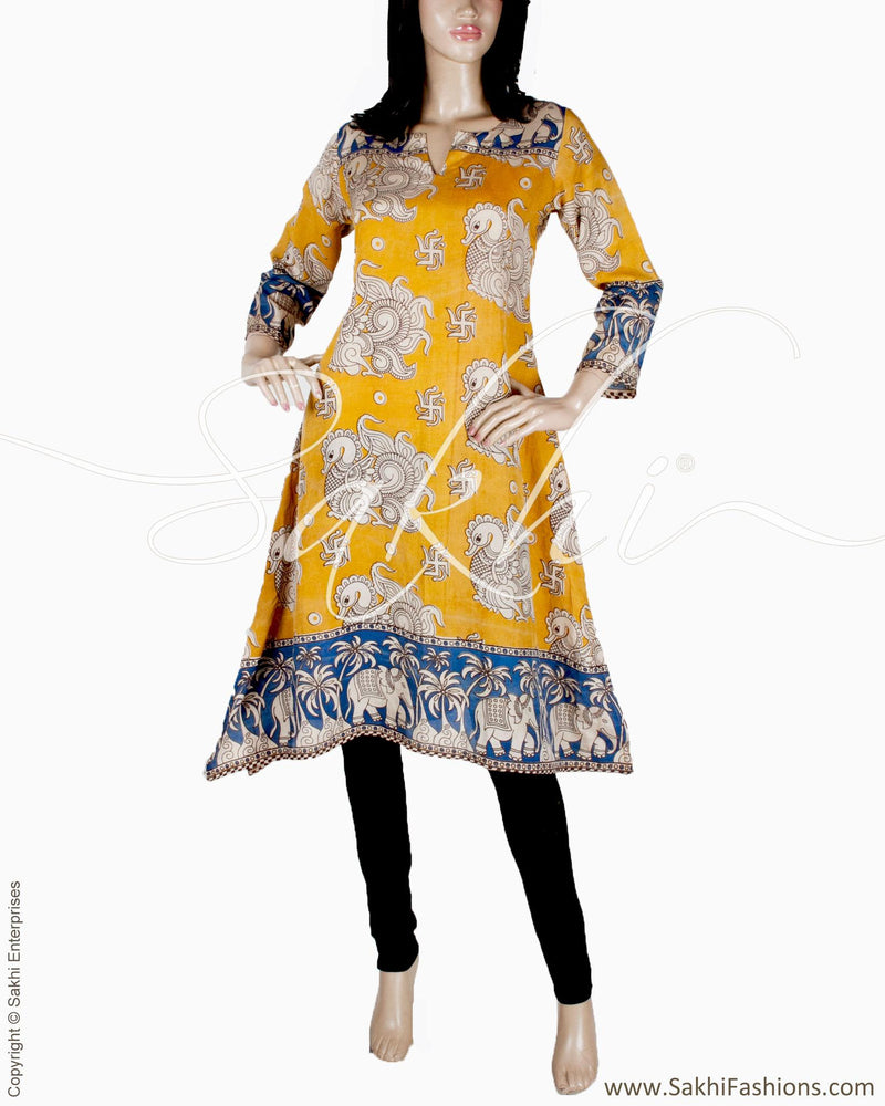 RTQ-20254 - Mustard & Multi Silk & Cotton Kurtha