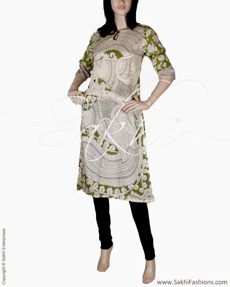 RTQ-20267 - Green & Multi Silk & Cotton Kurtha