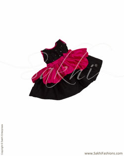RTQ-20537 - Black & Pink Silk & Cotton Frock