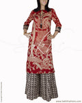 RTQ-2121 - Maroon & Beige Pure Silk Kurtha