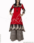 RTQ-2123 - Maroon & Black Silk & Cotton Kurtha
