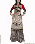 RTQ-2126 - Beige & Black Silk & Cotton Kurtha