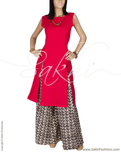RTQ-2143 - Red &  Pure Cotton Kurtha