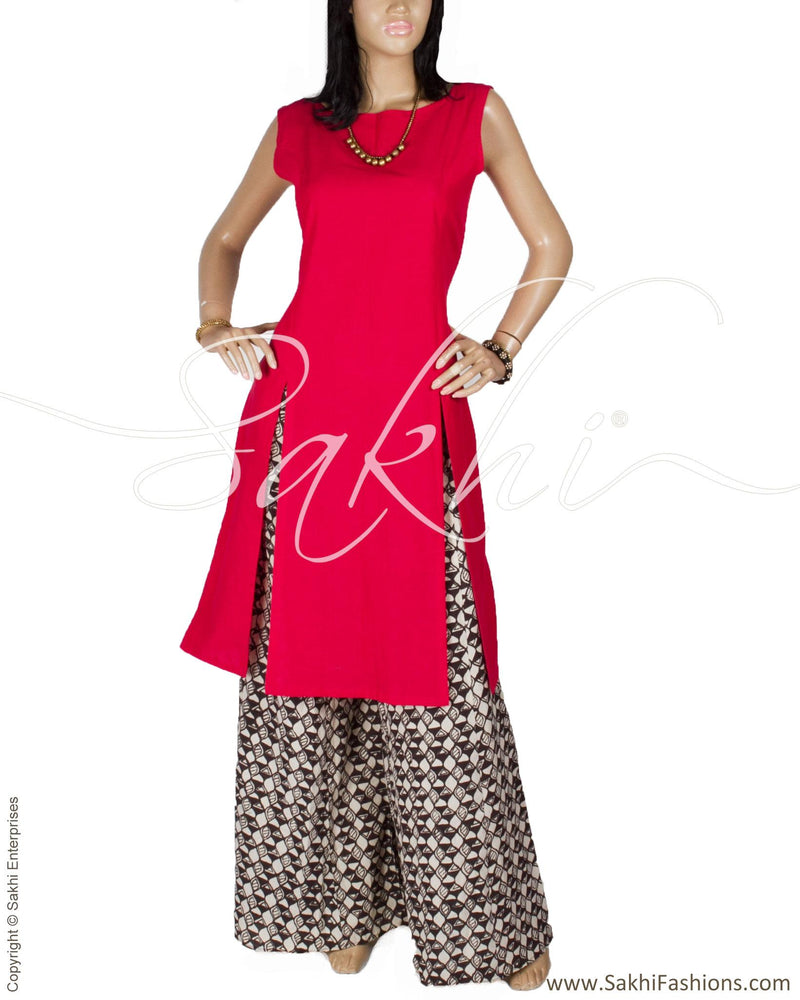 RTQ-2143 - Red &  Pure Cotton Kurtha