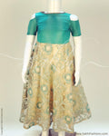 RTQ-22240 - Cream & Green  Synthetic Net Frock