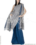 RTQ-2586 - Blue & Grey Pure Cotton Duppatta
