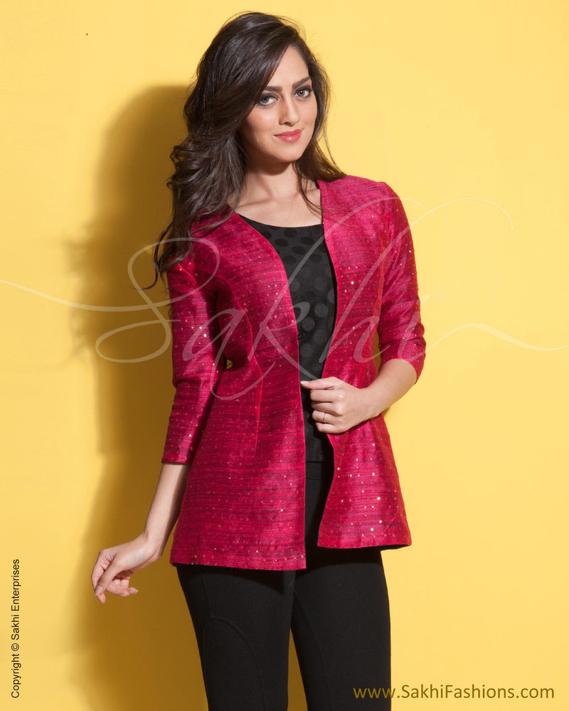 RTQ-3045 - Pink & Black Pure Matka Silk Jacket