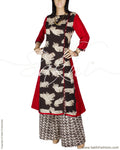RTQ-3079 - Black & Red Pure Silk Kurtha