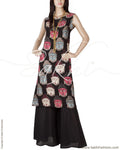 RTQ-3259 - Black & Multi Silk & Cotton Top