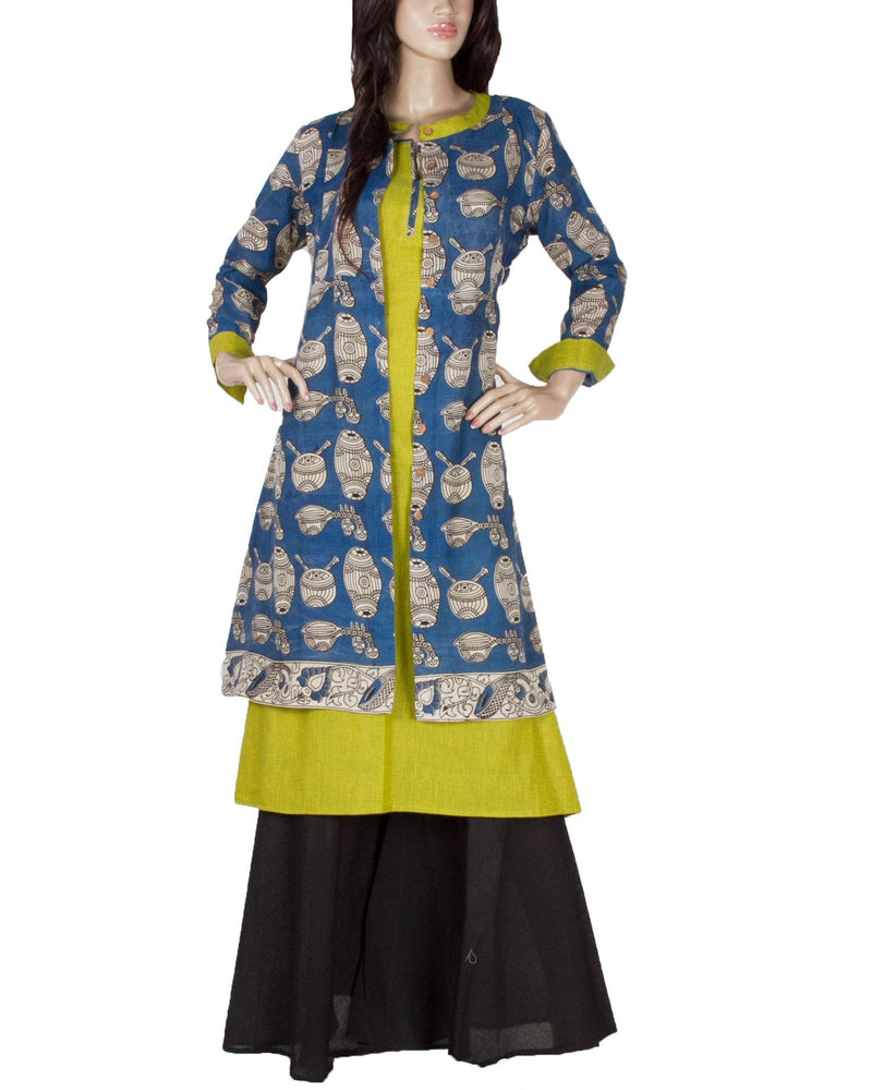 RTQ-3264 - Blue & Beige Silk & Cotton Jacket