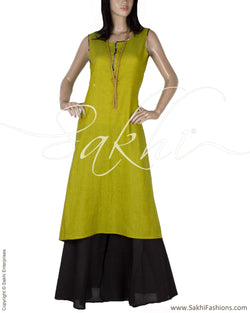 RTQ-3266 - Green Pure Cotton Kurtha