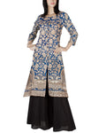 RTQ-3278 - Blue & Beige Silk & Cotton Kurtha
