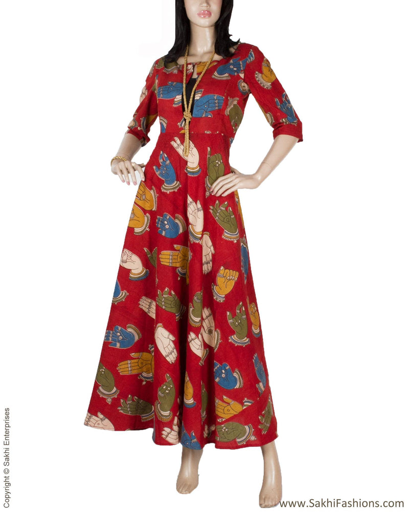 RTQ-3368 - Maroon & Multi Pure Cotton Kurtha