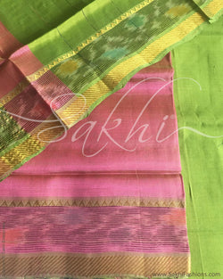 RTQ-5799 - Green & Pink Silk & Cotton Salwar Set