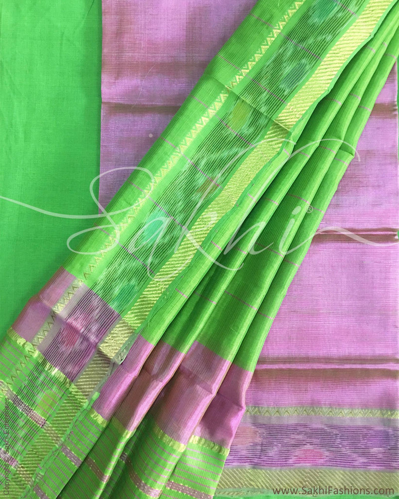 RTQ-5806 - Pink & Green Silk & Cotton Salwar Set