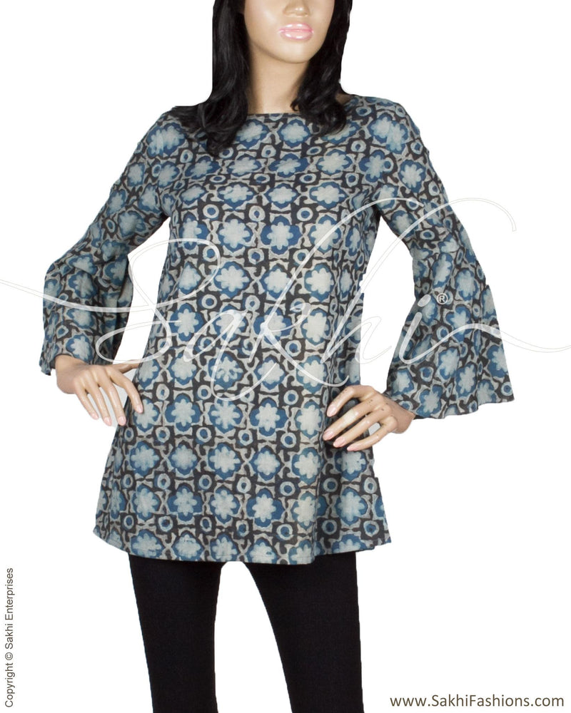 RTQ-5925 - Blue & Grey Pure Cotton Kurtha