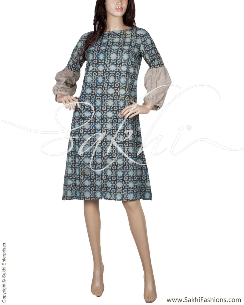 RTQ-5926 - Blue & Grey Pure Cotton Kurtha