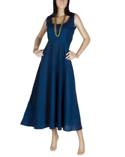 RTQ-818 - Blue &  Pure Cotton Dress
