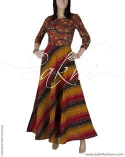 RTQ-9345 - Red & Multi Pure cotton Dress