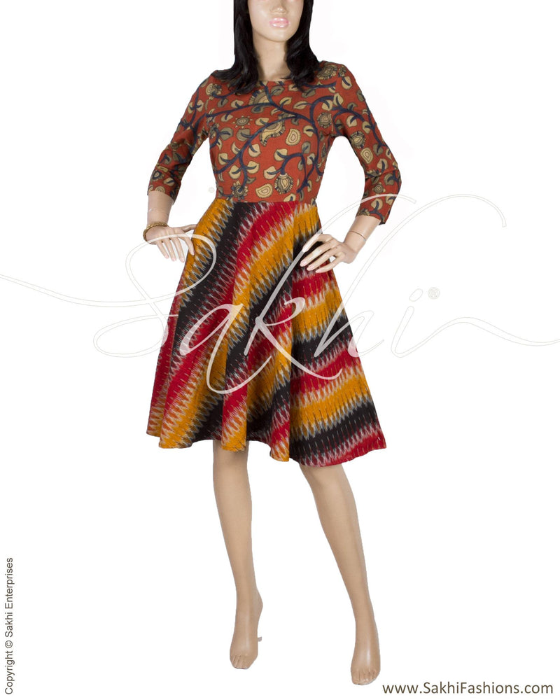 RTQ-9352 - Red & Multi Pure cotton Dress