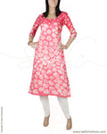 RTQ-9525 - Pink & Cream Pure Silk Kurtha