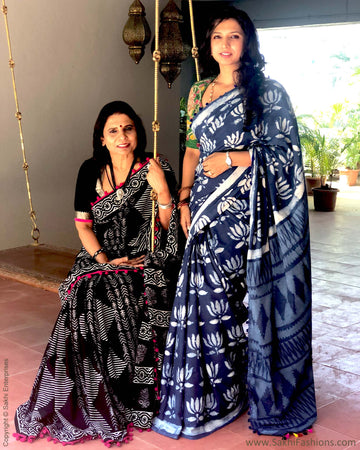 EE-R20246 Black mul cotton Sari