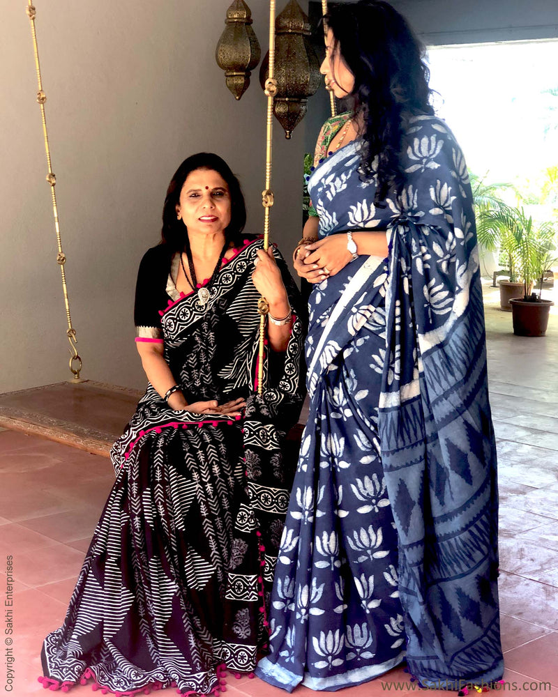 EE-R20246 Black mul cotton Sari