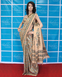 SAO-16161 - Beige & Multi Pure Kanchivaram Silk Saree