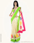 SN-AA1 Cream & Yellow Pure Chanderi Saree