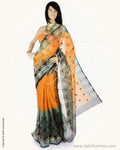 SN-AA3 Mustard & Grey Supernet Saree
