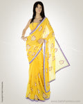 SN-AA4 Yellow & Cream Faux Georgette Saree