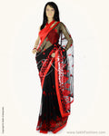 SN-AA9 Black  & Red Supernet Saree