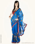 SN-AB4 Blue & Red Faux Georgette Saree