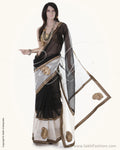 SN-CA6 Black & White Faux Matka Saree