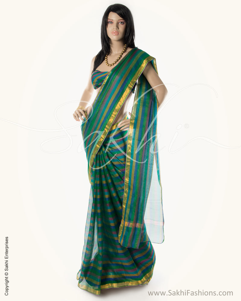 SN-CA8 Green & Multi Silk Kota Saree