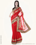 SN-CD0 Red & Black Faux Chiffon Saree