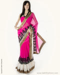 SN-CE0 Pink & Black Faux Georgette Saree