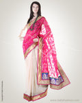 SN-DF6 Pink & Cream Net Saree