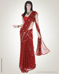 SN-DG2 Red & Black Georgette Saree